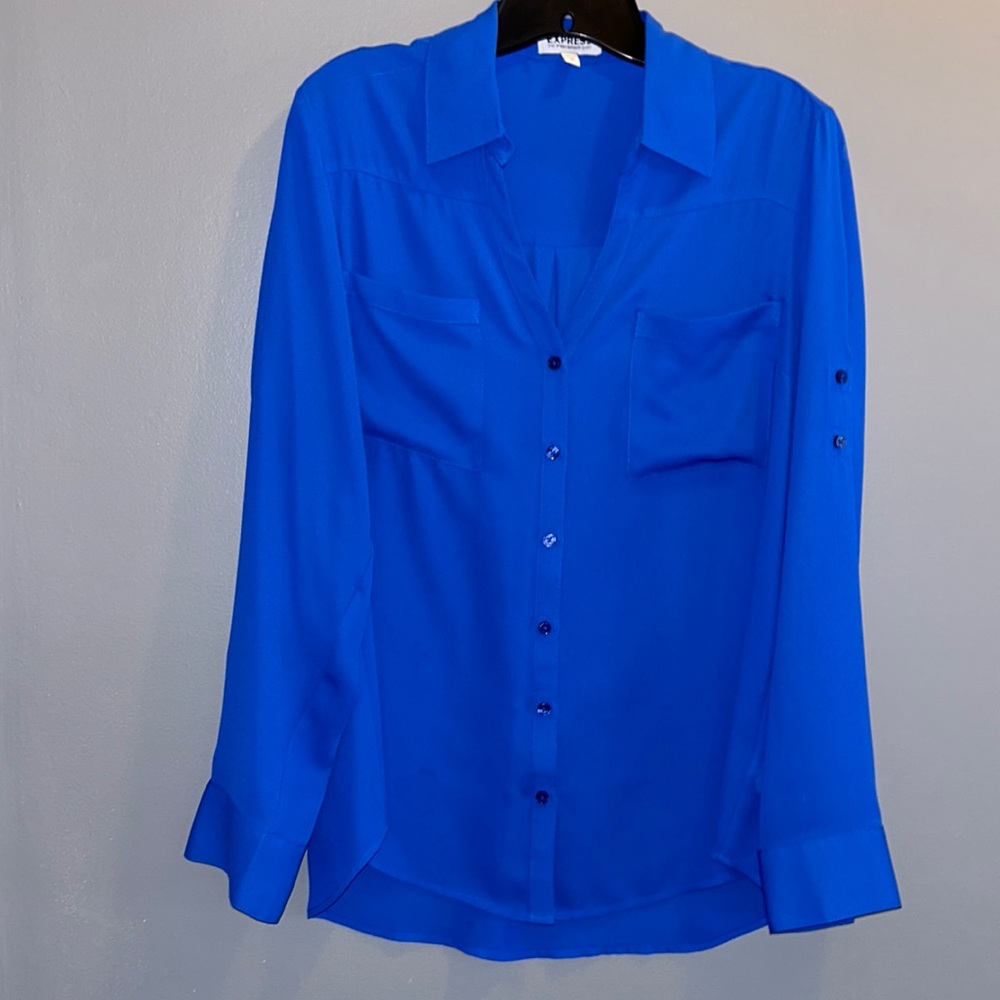 Lush Blue Button-Up Women's Blouse